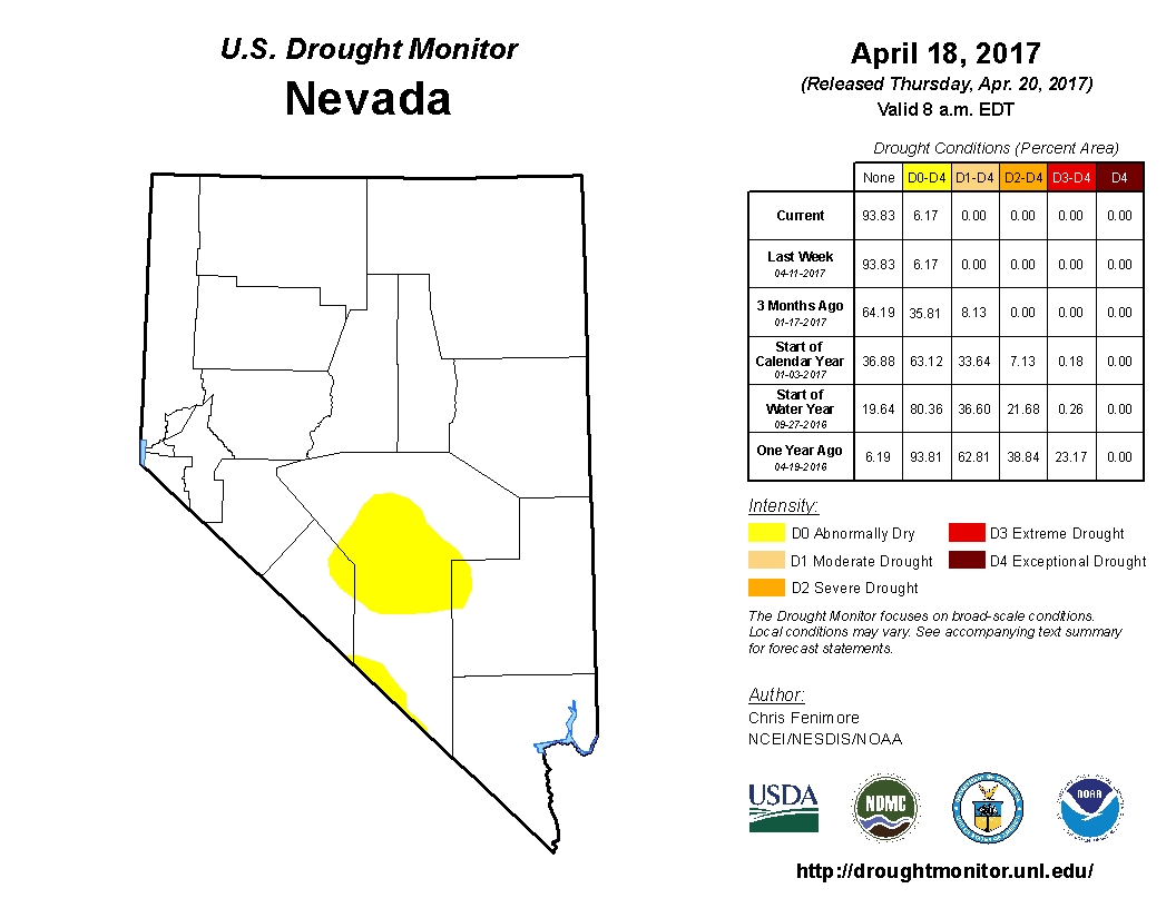 Drought monitor - Nevada - April 18, 2017