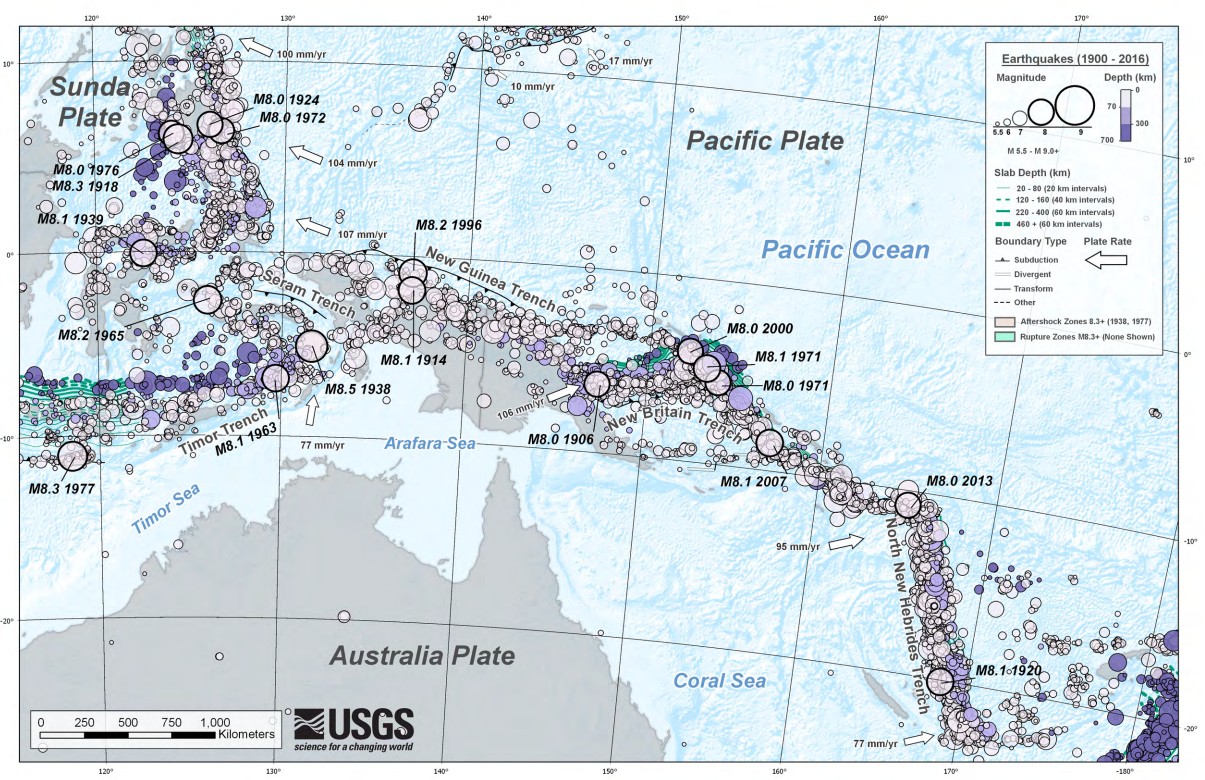 New Guinea region and vicinity tectonic summary map