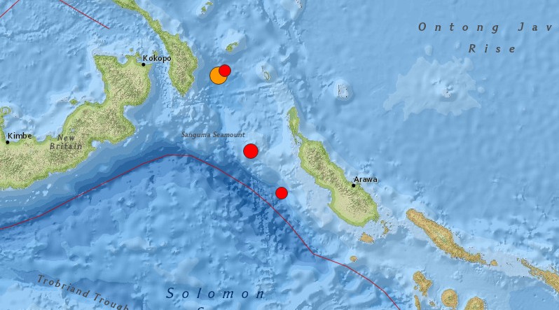 M7.9 earthquake, Papua New Guinea December 17, 2016 aftershocks map
