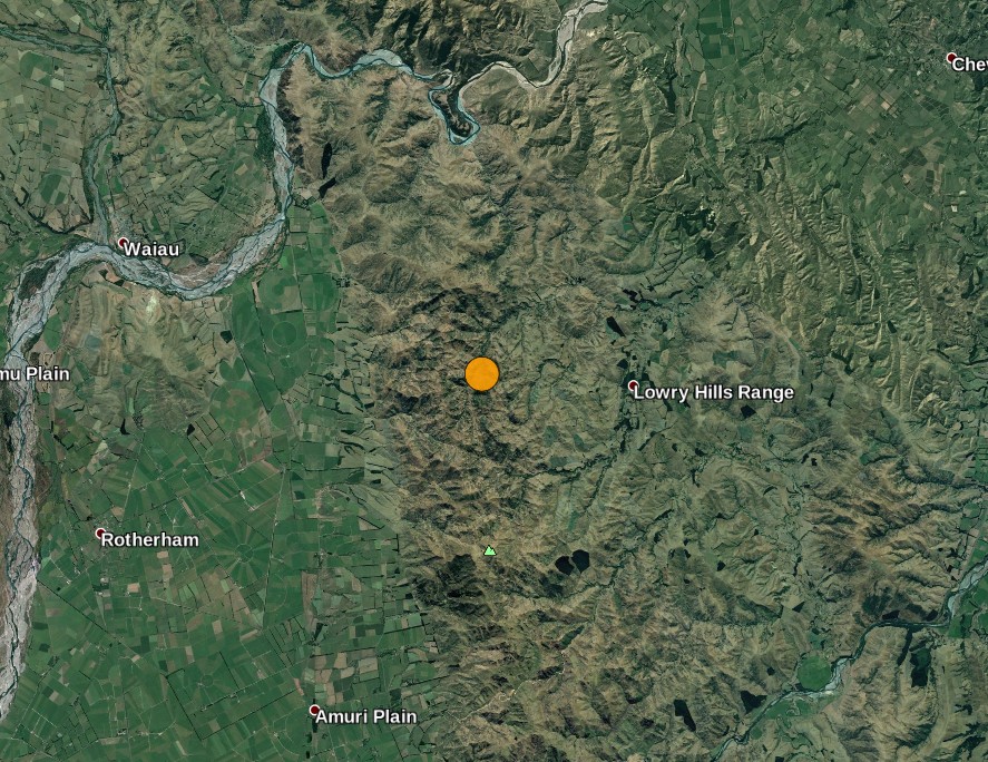 New Zealand M7.8 earthquake location, satellite image - November 13, 2016