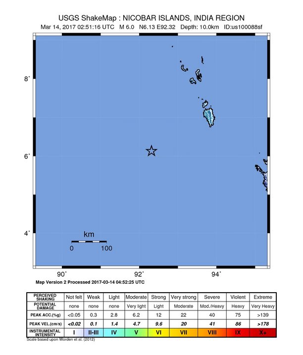 Nicobar Islands earthquake March 14, 2017 - ShakeMap