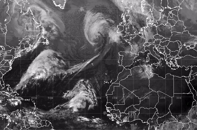 North Atlantic IR satellite image taken 06:45 UTC showing Storm Brian