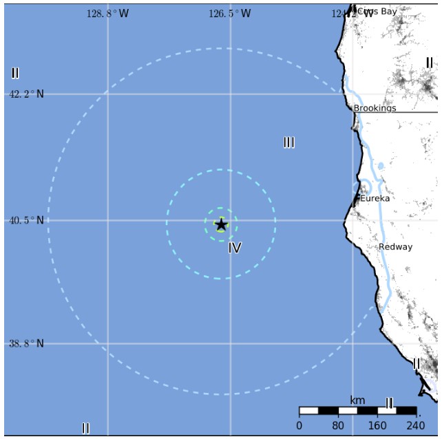 California earthquake September 22, 2017 - Estimated population exposure