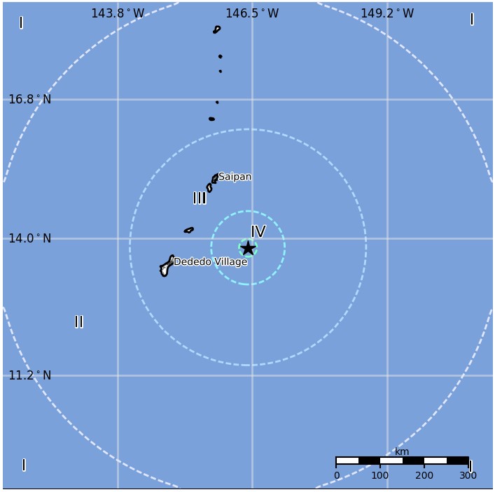 Northern Mariana Islands earthquake February 11, 2018 Estimated population exposure
