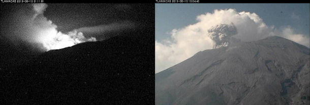  Images of explosions that occurred on May 10th, 2013 at  Popocatepetl volcano (Credit: TLAMACAS/CENAPRED)