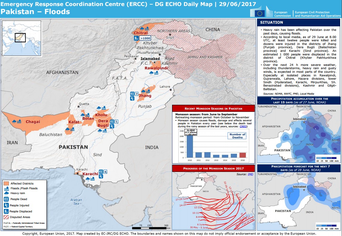 Pakistan - Floods - June 2017 - ECHO map