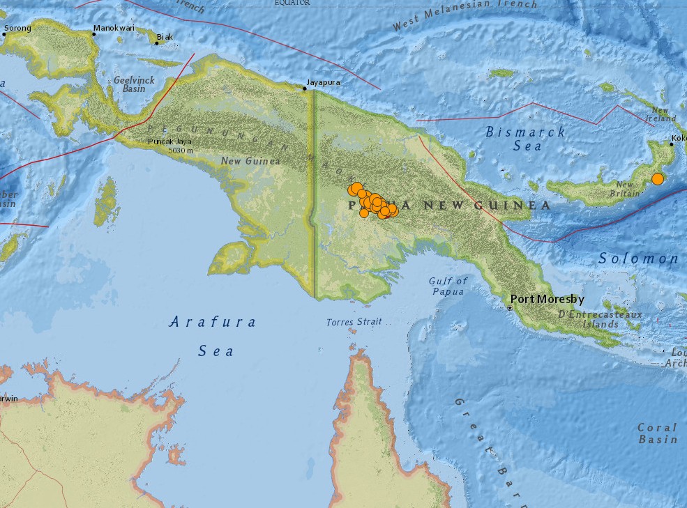 Papua New Guinea earthquakes February 25 - 26, 2018