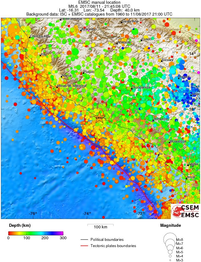 Peru earthquake August 11, 2017 - Regional seismicity