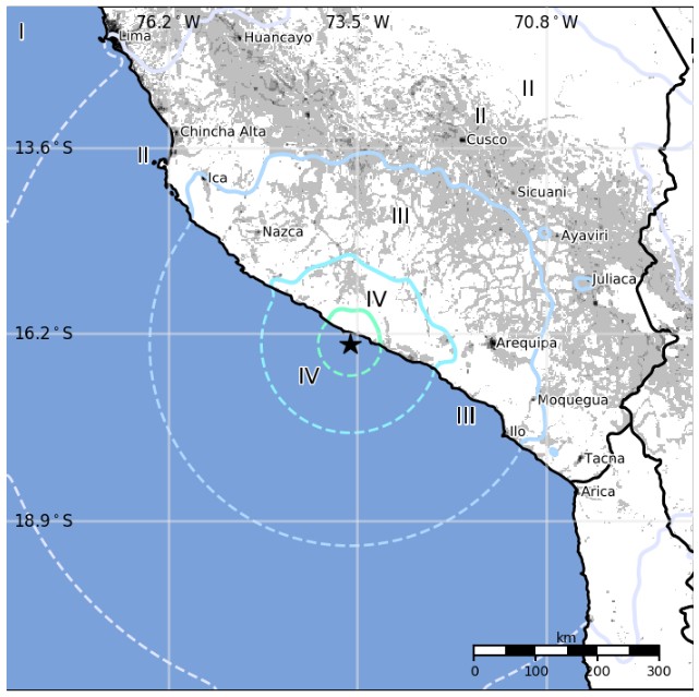 Peru earthquake - July 18, 2017 - Estimated population exposure