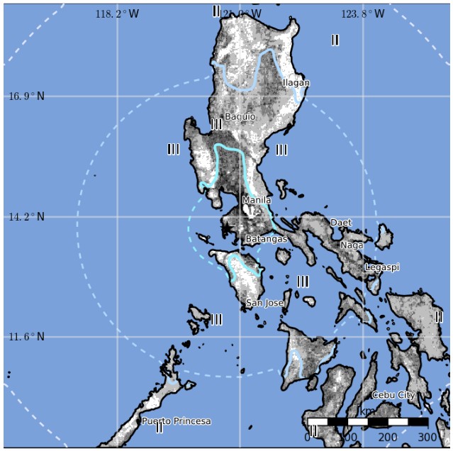Philippines earthquake August 11, 2017 - Estimated population exposure