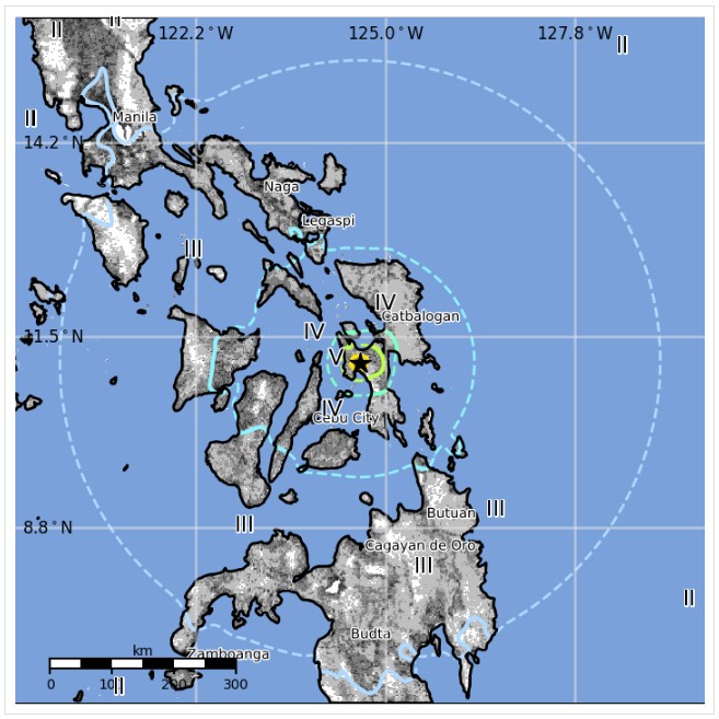 Philippines earthquake July 6, 2017 - Estimated population exposure