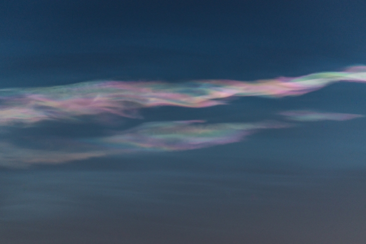 Polar stratospheric clouds over Kiruna, Sweden, December 9, 2016