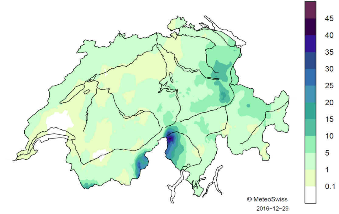 Precipitation in Switzerland - December 2016