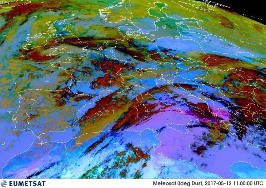 Saharan dust event over Europe - May 12, 2017