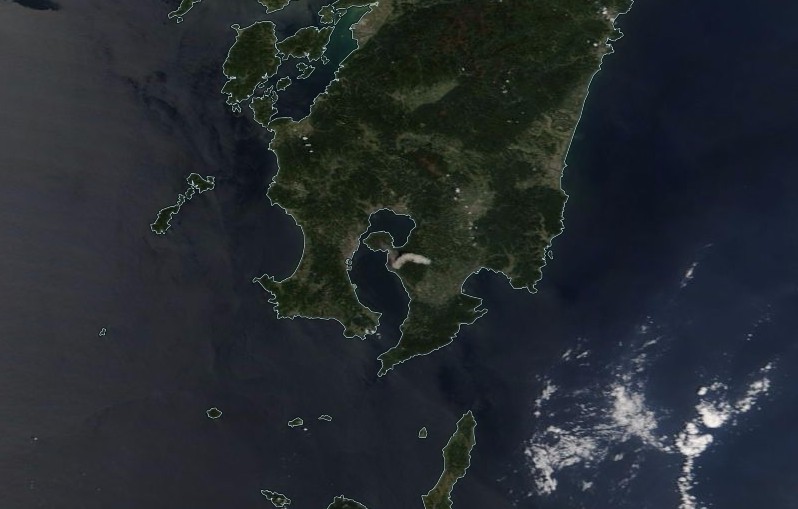 Sakurajima eruption April 28, 2017 - Terra MODIS