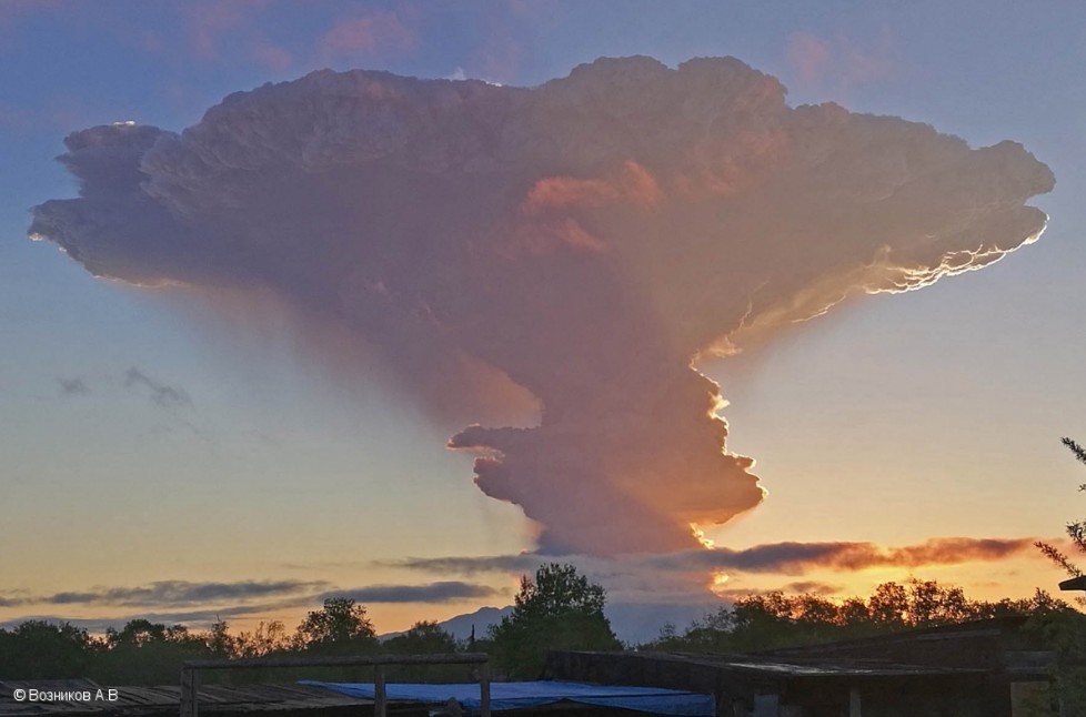 Ash plume produced by Sheveluch eruption on June 14, 2017