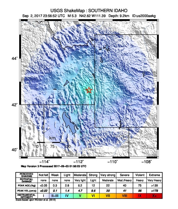 Soda Springs earthquake September 2, 2017