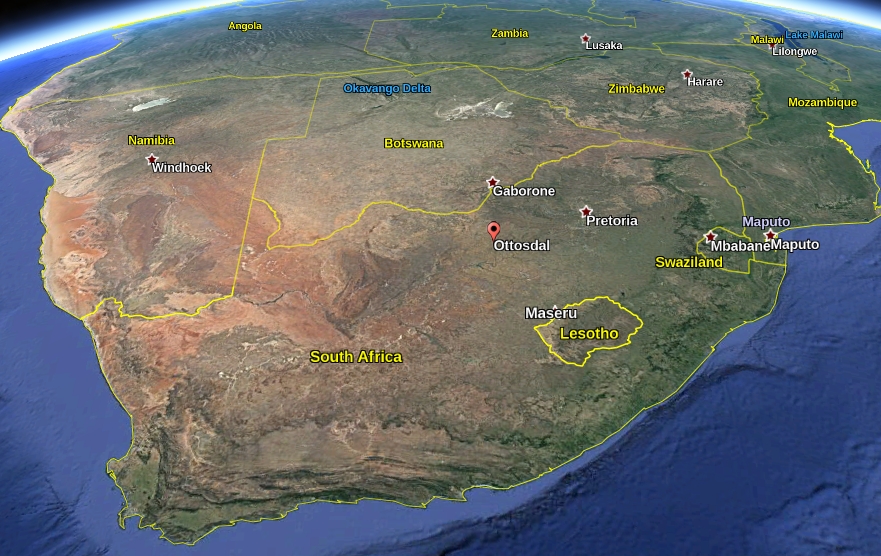 South Africa fireball camera location June 2, 2018