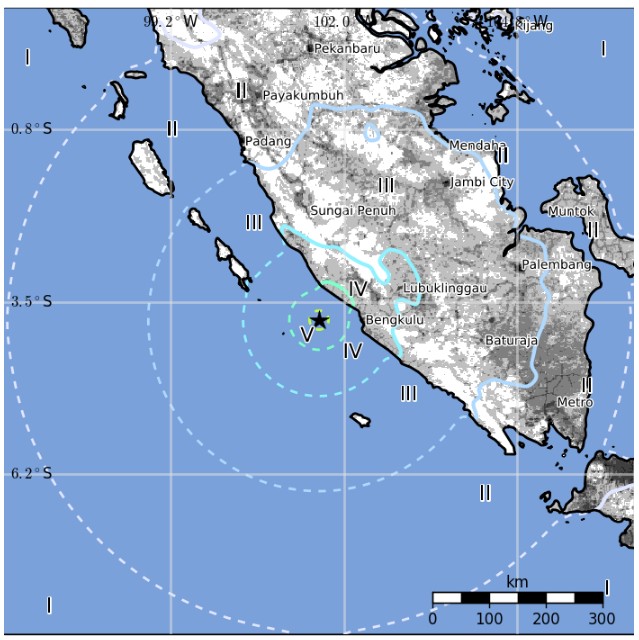 Sumatra earthquake August 13, 2017 - Estimated population exposure