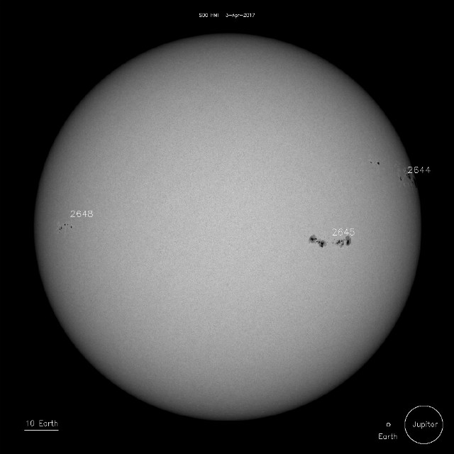 Sunspots on April 3, 2017 - NASA SDO/HMI