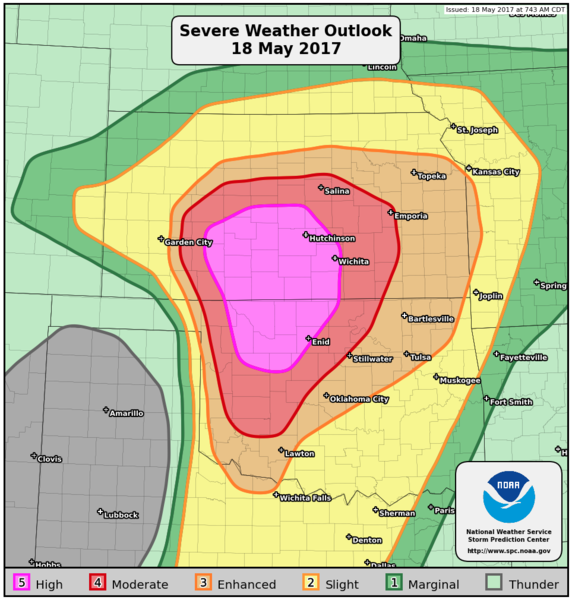 Severe Weather Outlook - NWS SPC - May 18, 2017
