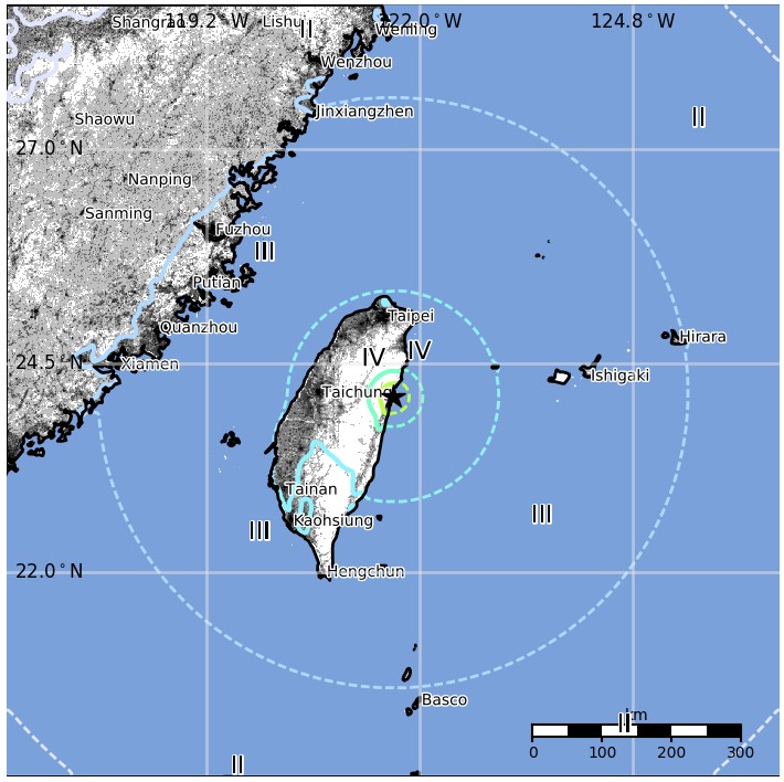 Taiwan earthquake February 4, 2018 estimated population exposure