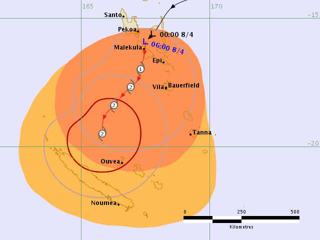 Tropical Cyclone 16P (Cook) hazard map, April 8, 2017