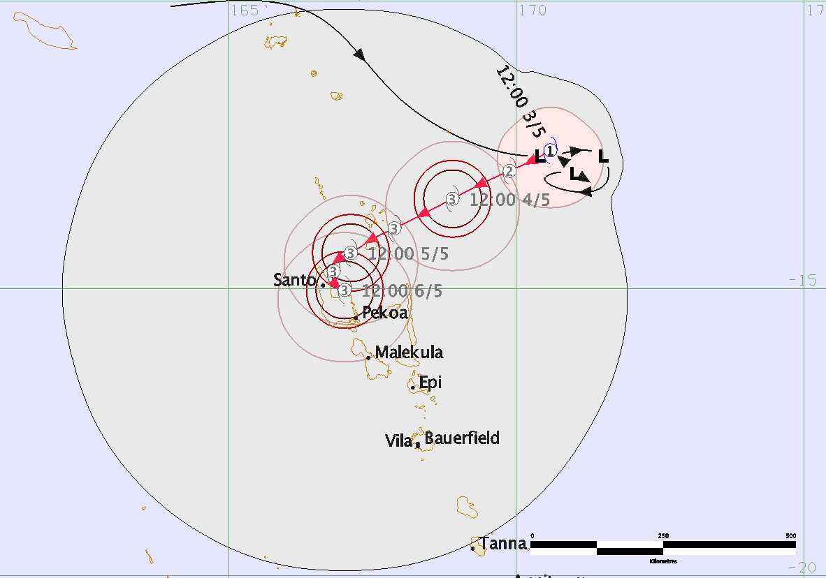 Tropical Cyclone Donna RSMC Nadi forecast track on May 3, 2017