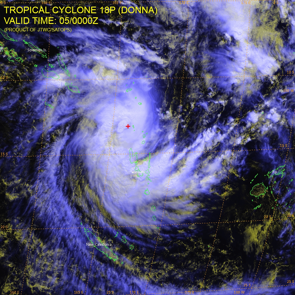 Tropical Cyclone Donna location at 00:00 utc on May 5, 2017