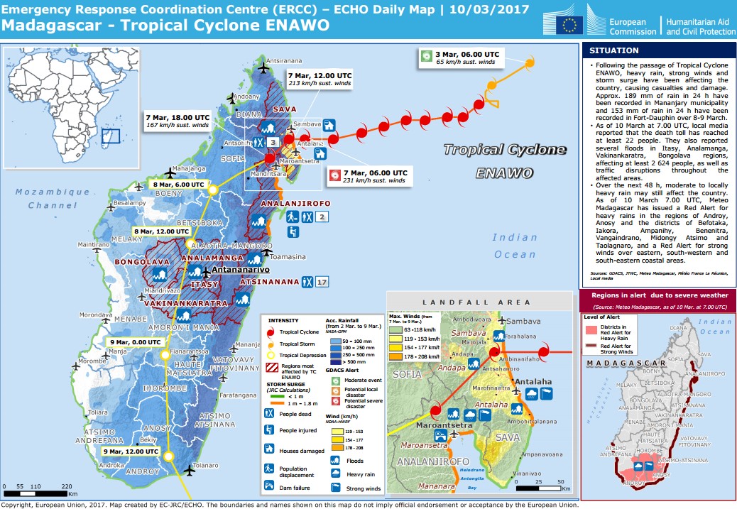 Tropical Cyclone Enawo - ECHO Daily Map March 10, 2017