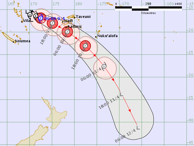 Tropical Cyclone Keni RSMC Nadi forecast track April 9, 2018