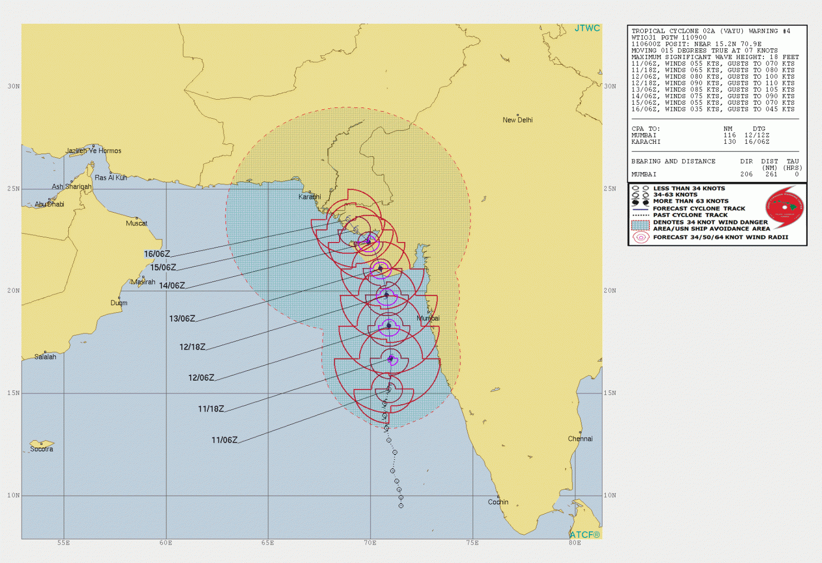 Tropical Cyclone “Vayu” strengthening on its way to Gujarat and Pakistan,  extremely heavy rain expected - The Watchers