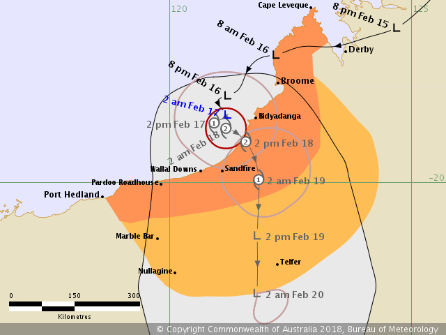 Tropical Cyclone 10S Kelvin forecast track