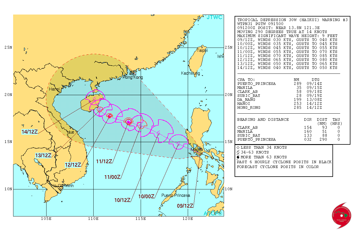Tropical Storm Haikui (Salome) JTWC track November 9, 2017