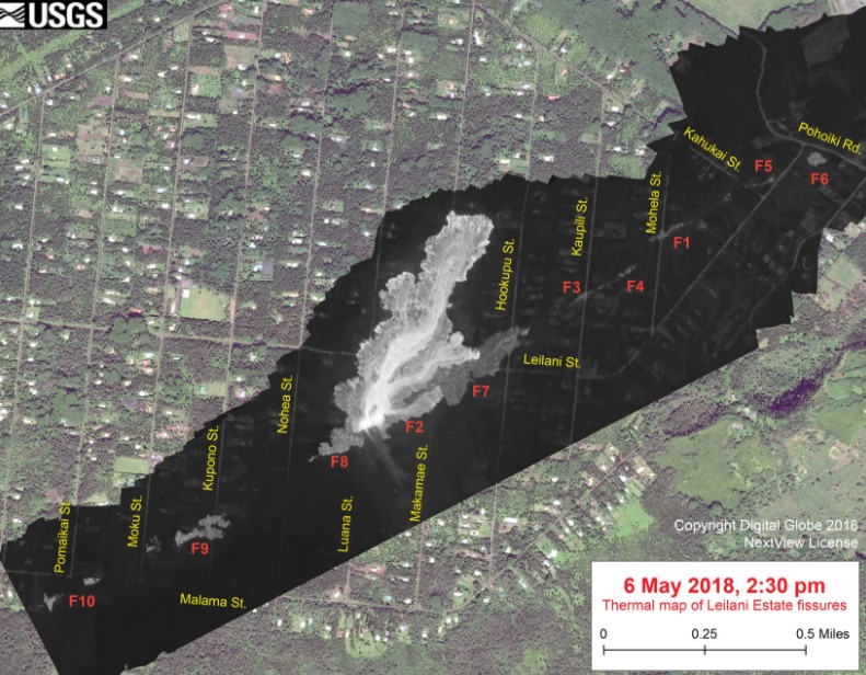 Thermal map of the Leilani Estates fissures