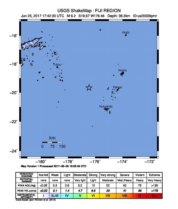 Tonga earthquake June 25, 2017