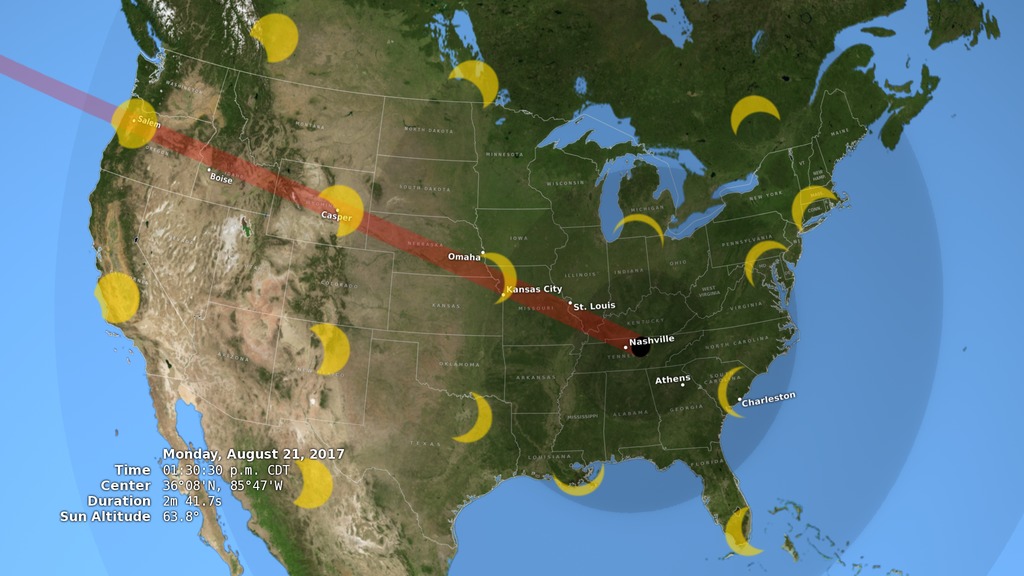 Total solar eclipse path - US - August 21, 2017