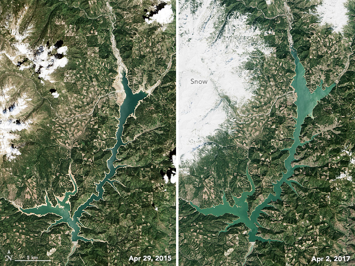 Trinity Lake water reservoir - 2015 vs 2017