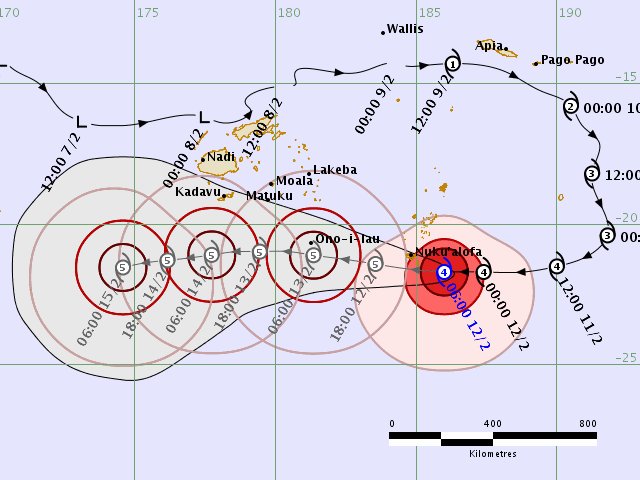 Tropical Cyclone Gita forecast track by RSMC Nadi, Fiji at 07:18 UTC on February 12, 2018
