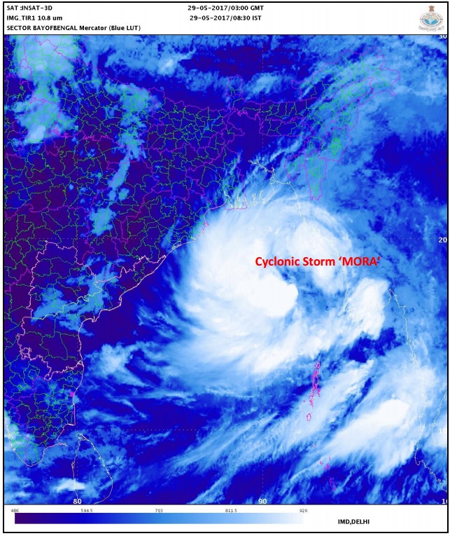 Tropical Cyclone Mora at 03:00 UTC on May 29, 2017