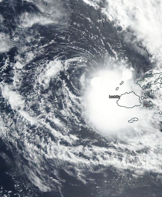 Tropical Depression 04F near Fiji shortly after peak strength on December 18, 2016