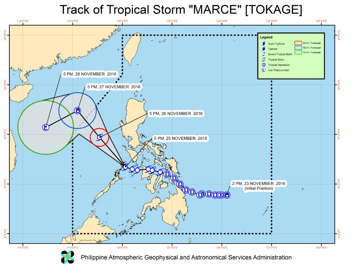 Tropical Storm Tokage 3-day forecast track