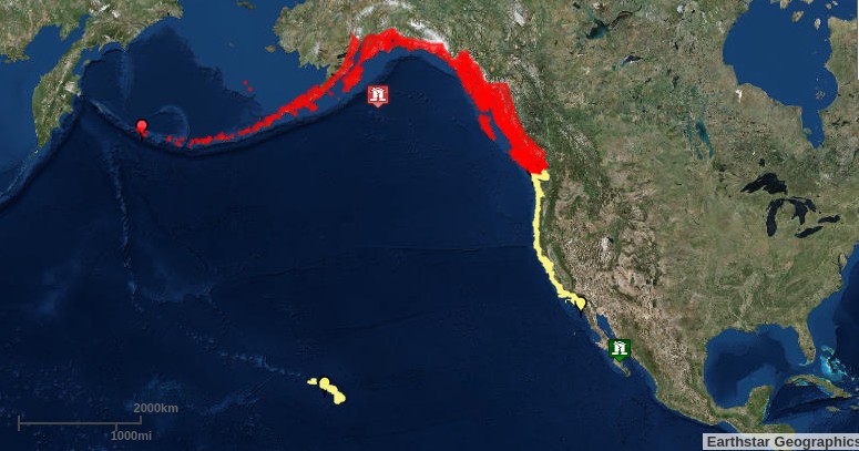 Gulf of Alaska earthquake January 23, 2018 - Tsunami Warning and Watches