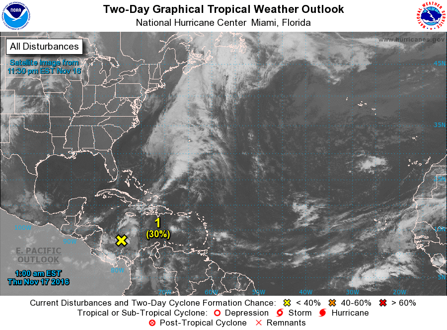 Tropical weather outlook - Caribbean - November 17, 2016