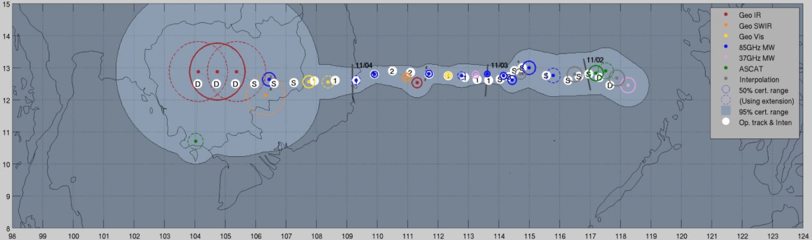 Typhoon Damrey full track