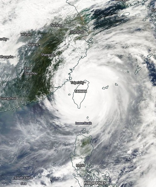 Typhoon Megi over Taiwan on September 27, 2016 - Aqua MODIS