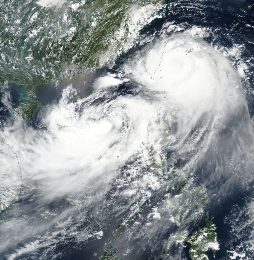 Typhoon Nesat and Tropical Storm Haitang creating Fujiwhara effect on July 29, 2017