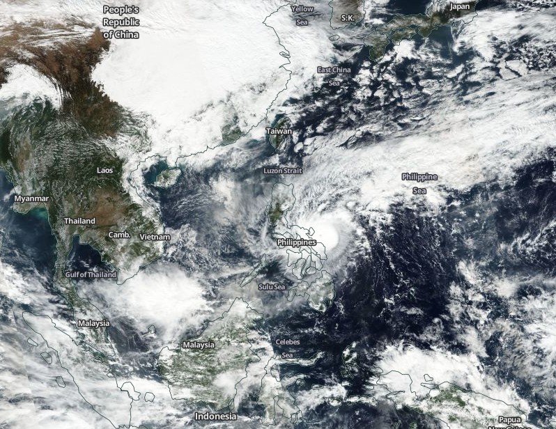 Typhoon Nock-Ten (Nina) on December 25, 2016 satellite image by Suomi NPP
