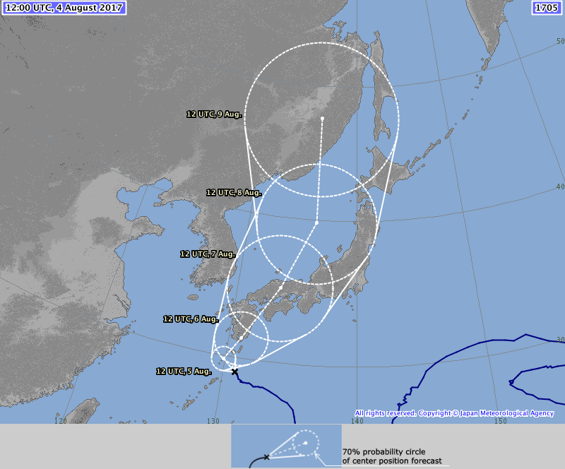Typhoon Noru JMA forecast track August 4, 2017
