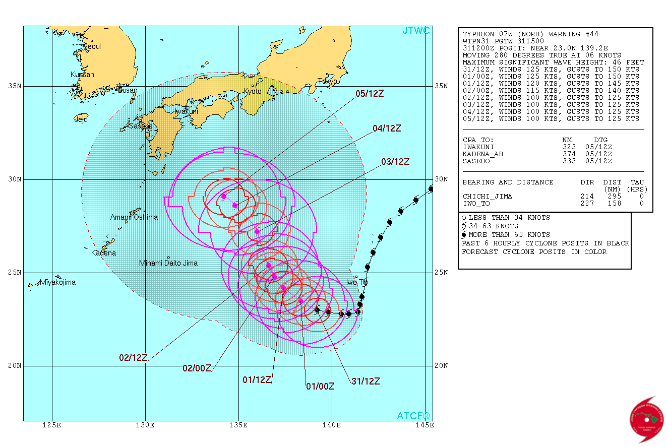 Typhoon Noru forecast track JTWC July 31, 2017
